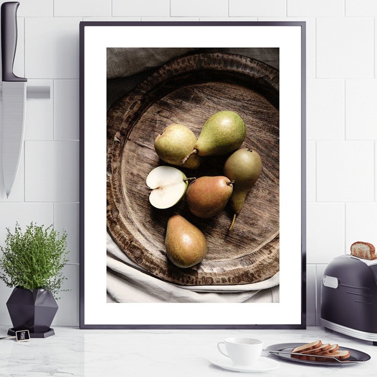 Poster Story, Plakat, Obraz - Gruszki na Drewnianej Tacy, wymiary 70 x 100 cm