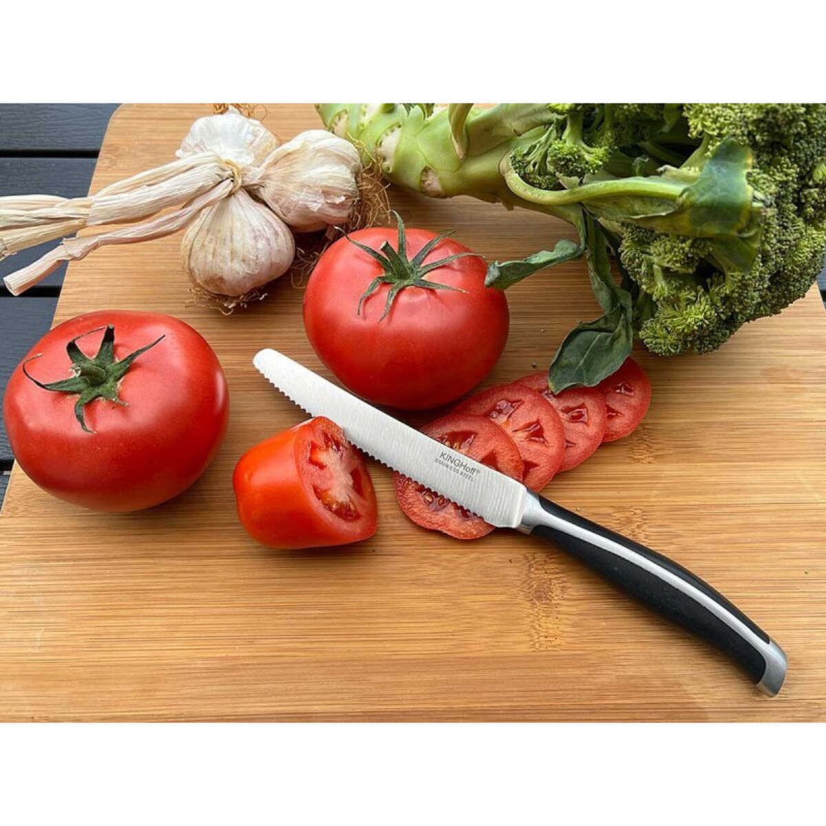 Stalowy nóż kuchenny z ząbkami 12.5cm pojedyńczy KINGHOFF