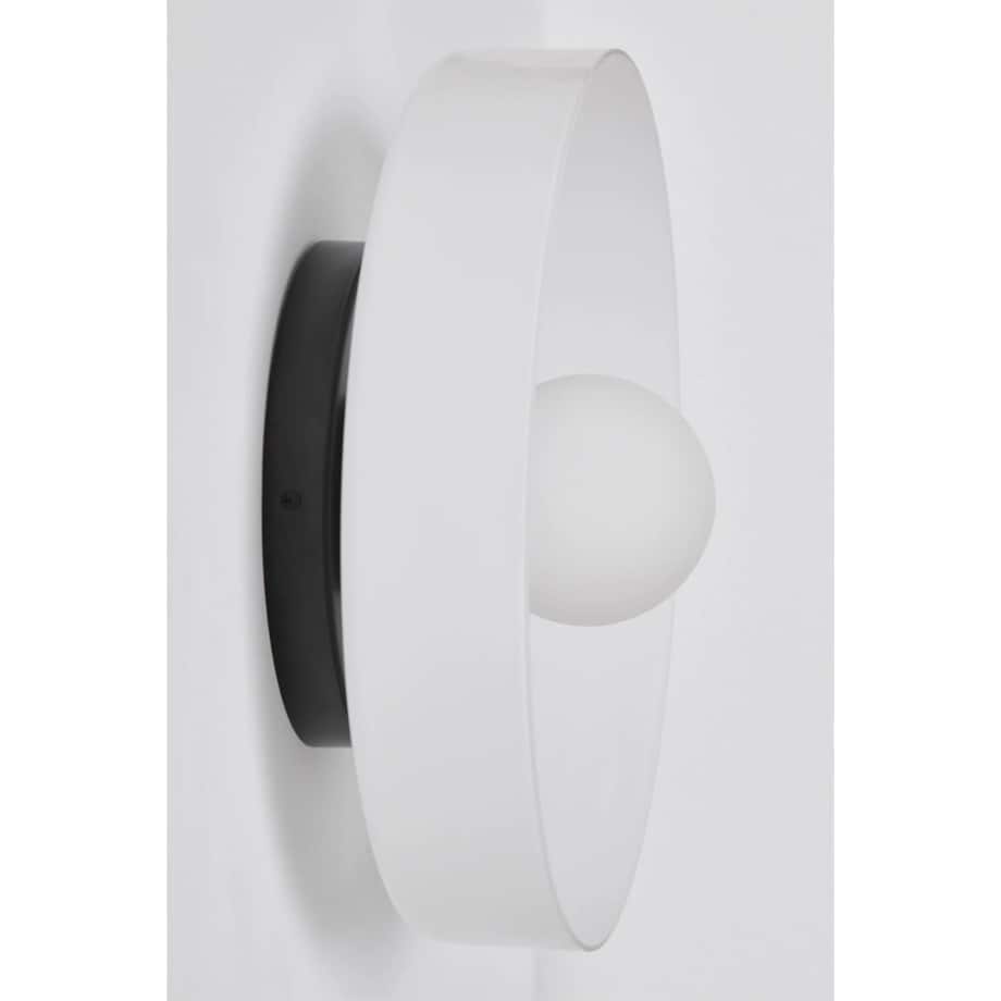 Kinkiet szklany Jaxal biało-czarny Ø35 cm