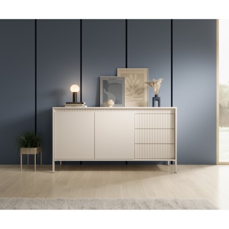 Komoda 153 2D3S ENSO ryflowana, beżowa