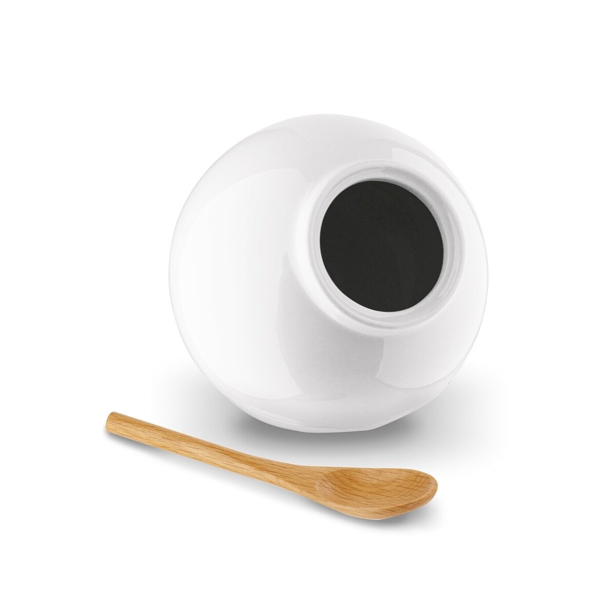 Pojemnik kuchenny z drewnianą łyżeczką na sól przyprawy cukier herbatę kula