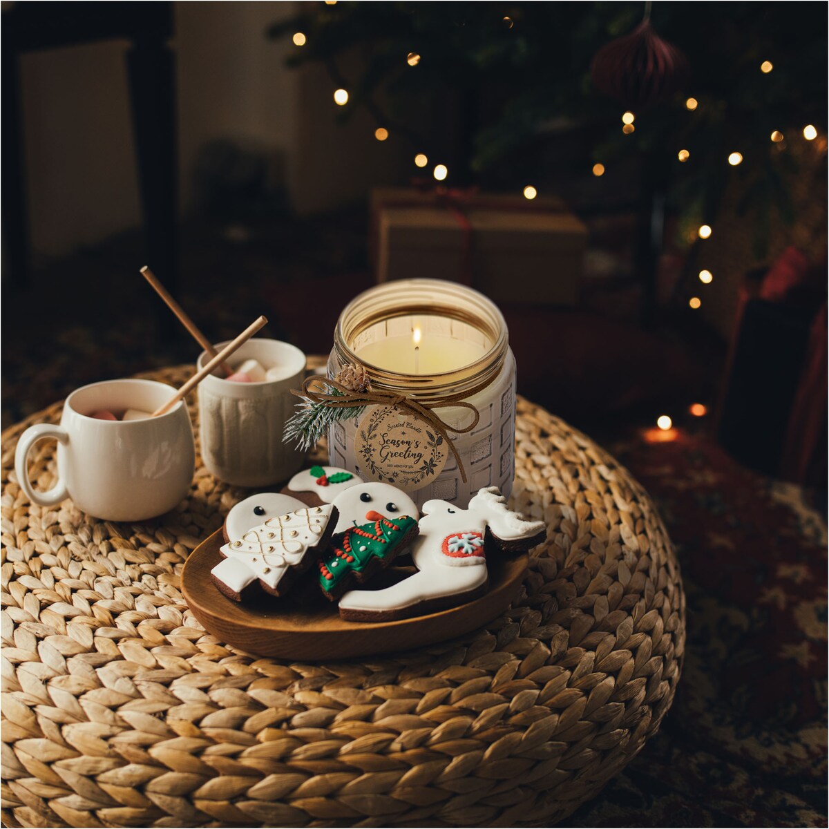 Świeczka Zapachowa Świeca Świąteczna Zapach Drzewny Dekoracja Brązowa