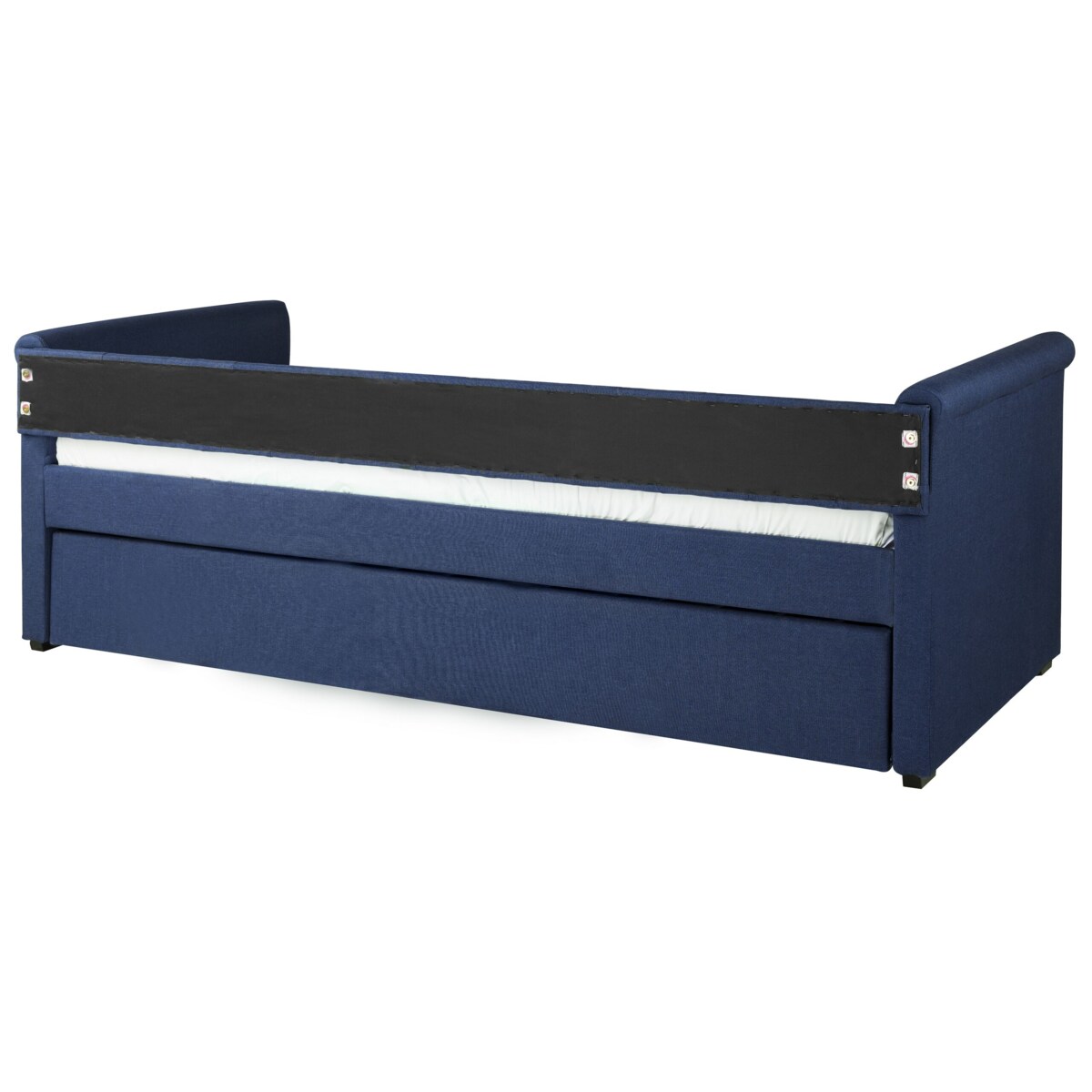 Łóżko wysuwane tapicerowane 90 x 200 cm niebieskie LIBOURNE