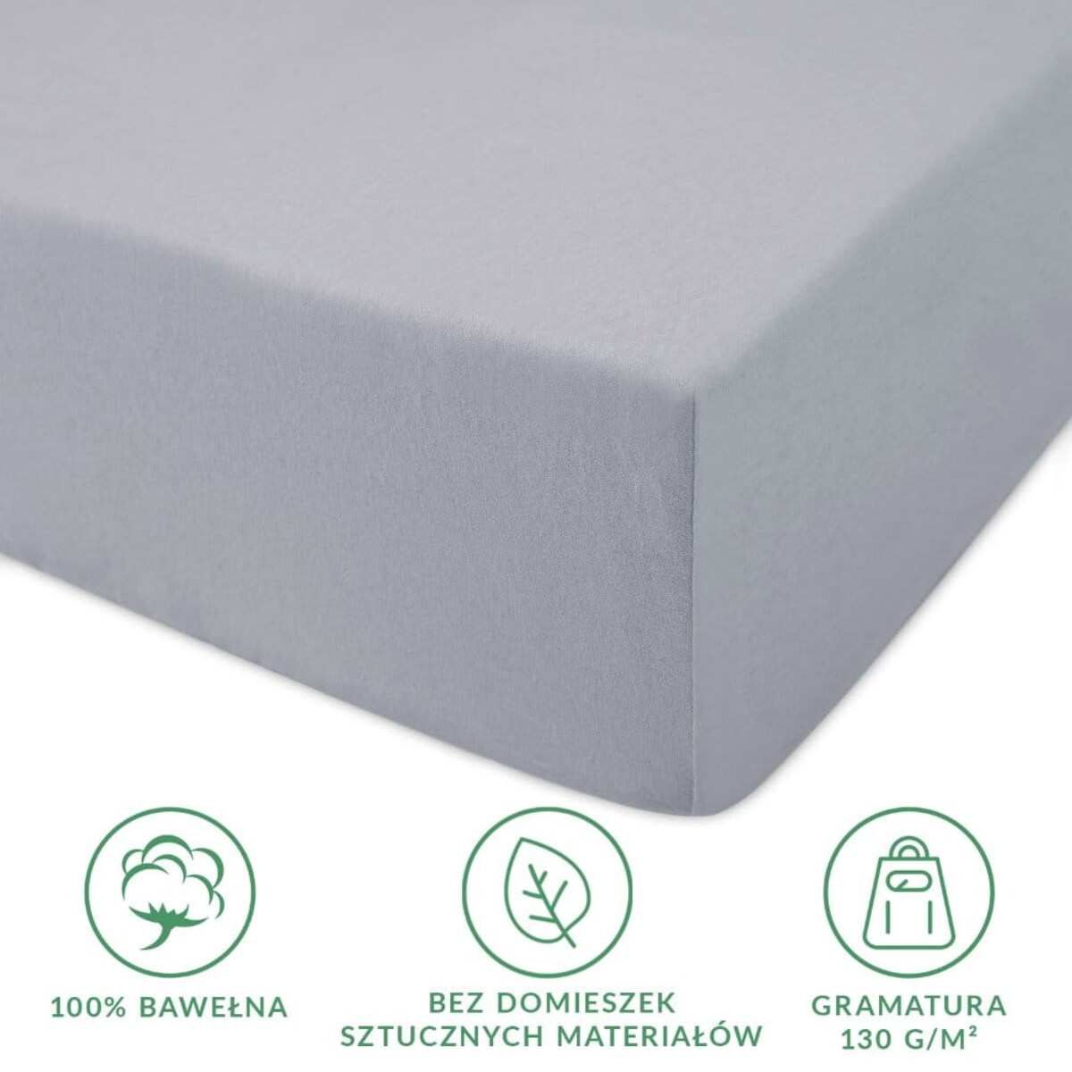 Prześcieradło z bawełny jersey z gumką 80x160 kolor Popiel