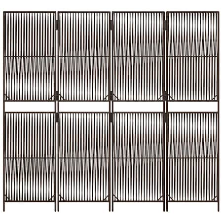 vidaXL Parawan 4-panelowy, brązowy, polirattan