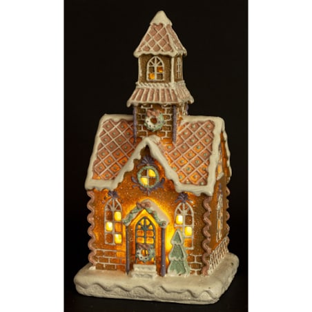 Dekoracja domek z piernika LED 22x12x10,5 cm z wieżyczką
