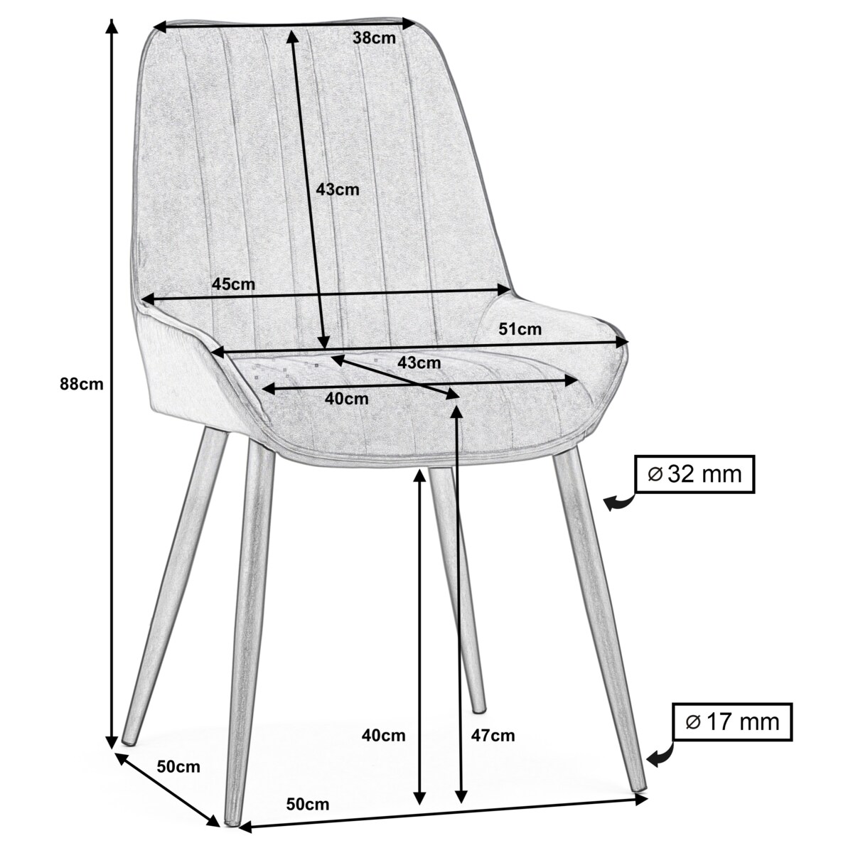 Krzesło tapicerowane welurowe do salonu jadalni nowoczesne glamour LUCA szara