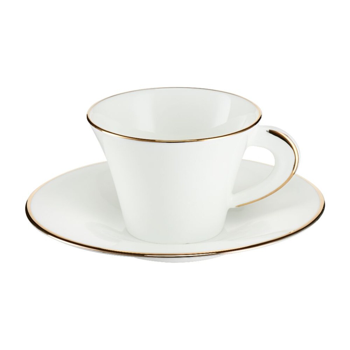 VILLA ITALIA Filiżanka do kawy herbaty porcelanowa 200 ml ze spodkiem NAOMI GOLD