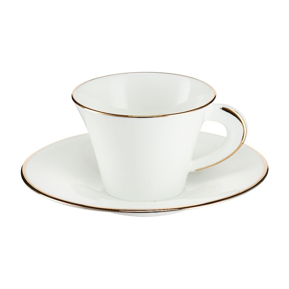 VILLA ITALIA Filiżanka do kawy herbaty porcelanowa 200 ml ze spodkiem NAOMI GOLD