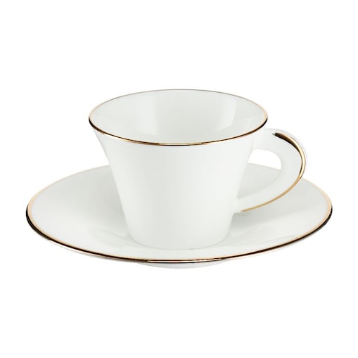 VILLA ITALIA Filiżanka do kawy herbaty porcelanowa 200 ml ze spodkiem NAOMI GOLD