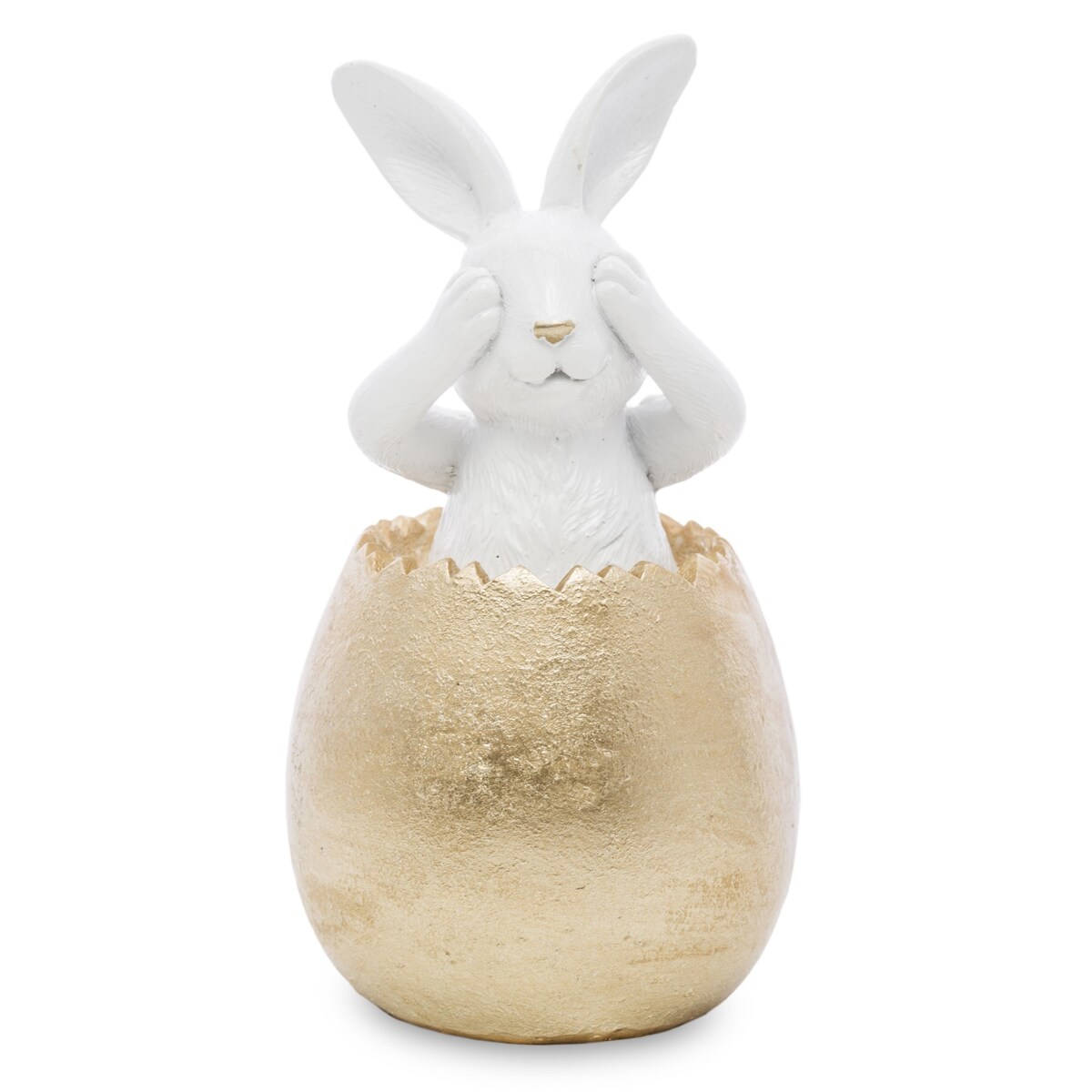 Dekoracja - 3 króliki w złotych skorupkach 14x7x7 cm