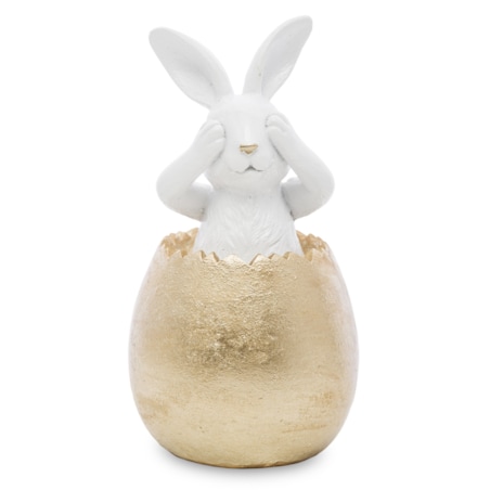 Dekoracja - 3 króliki w złotych skorupkach 14x7x7 cm