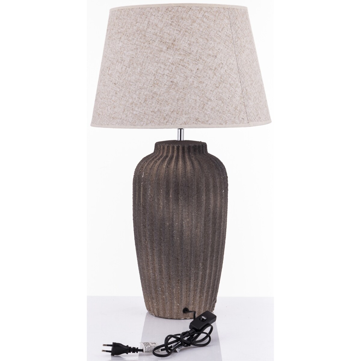Lampa stołowa z ceramiki i tkaniny 68x40x40 cm WALSH brązowo-beżowa