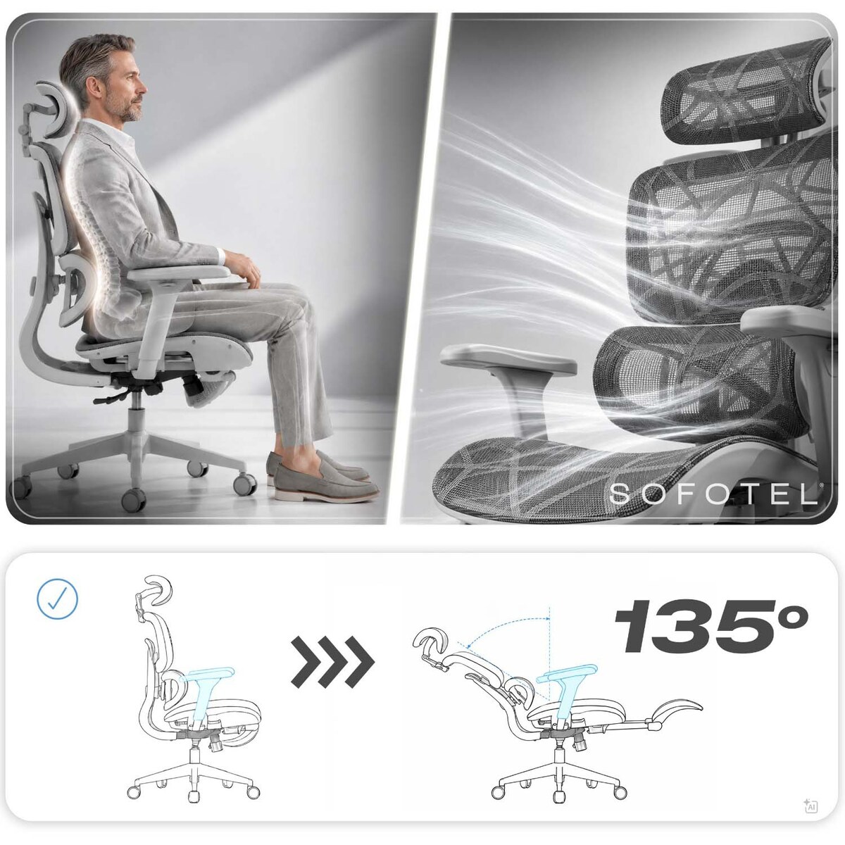Fotel biurowy obrotowy ergonomiczny regulowane z podnóżkiem Avion 243200