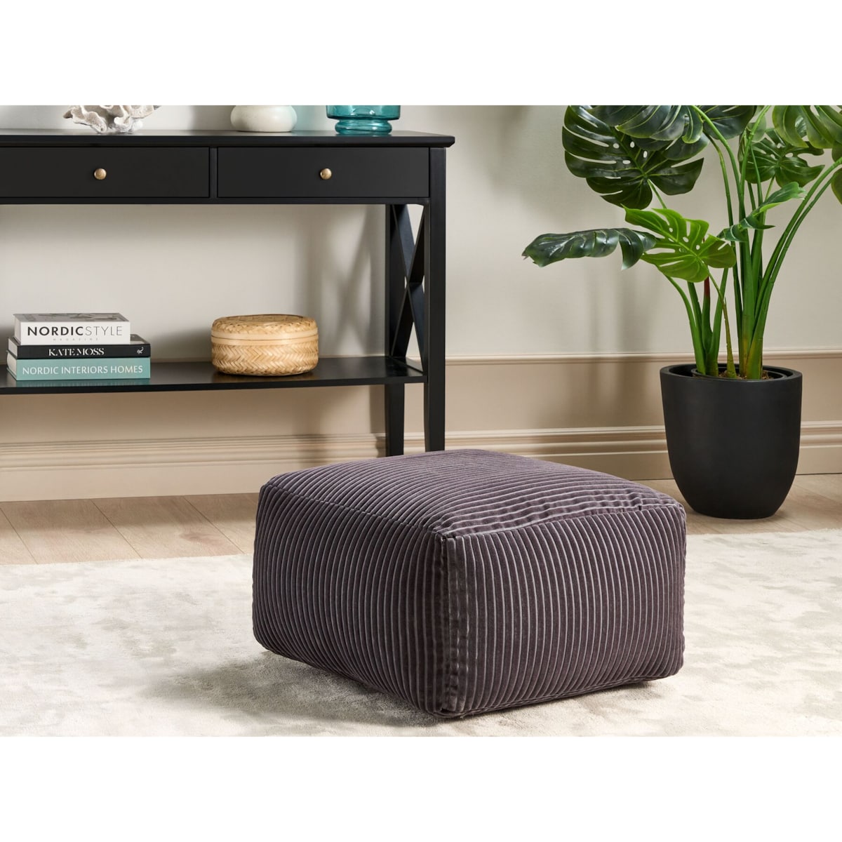 Puf sztruksowy 50 x 50 x 30 cm ciemnoszary MUKKI