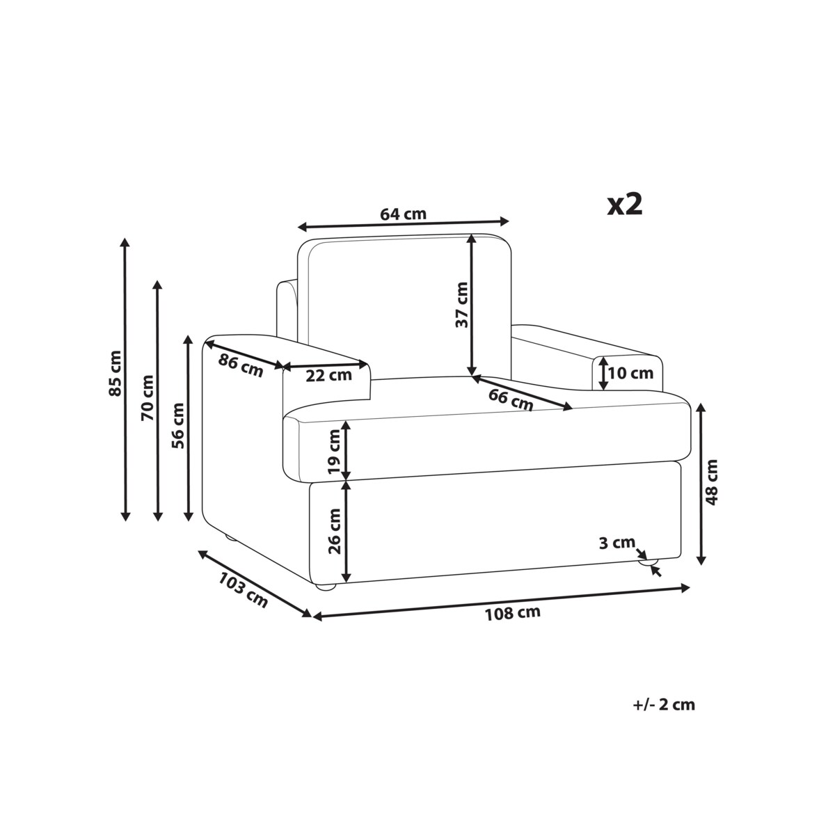 Zestaw 2 foteli boucle biały ALLA
