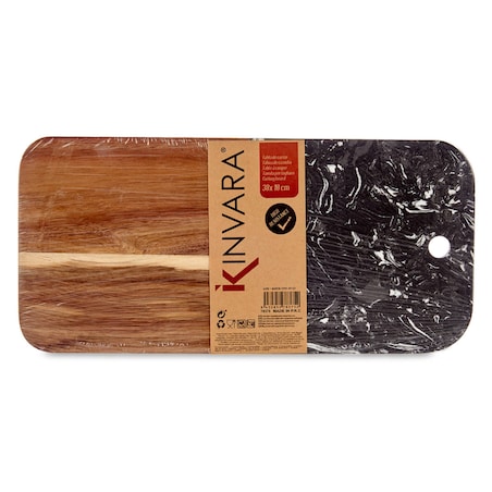 Deska do serwowania, marmur i drewno, 38 x 18 cm