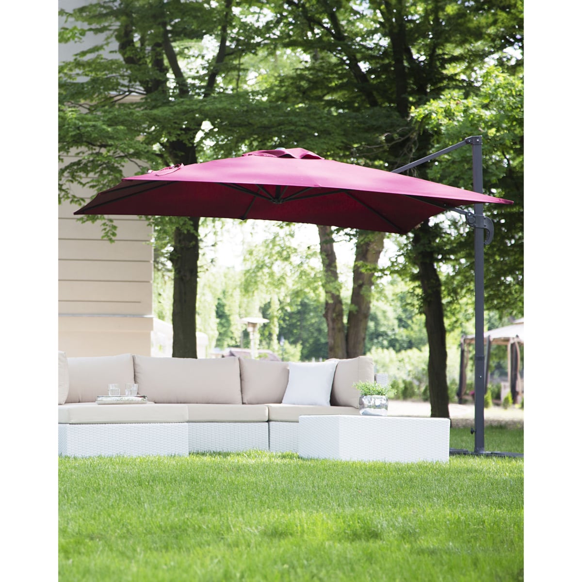 Parasol ogrodowy na wysięgniku 250 cm MONZA Burgundowy