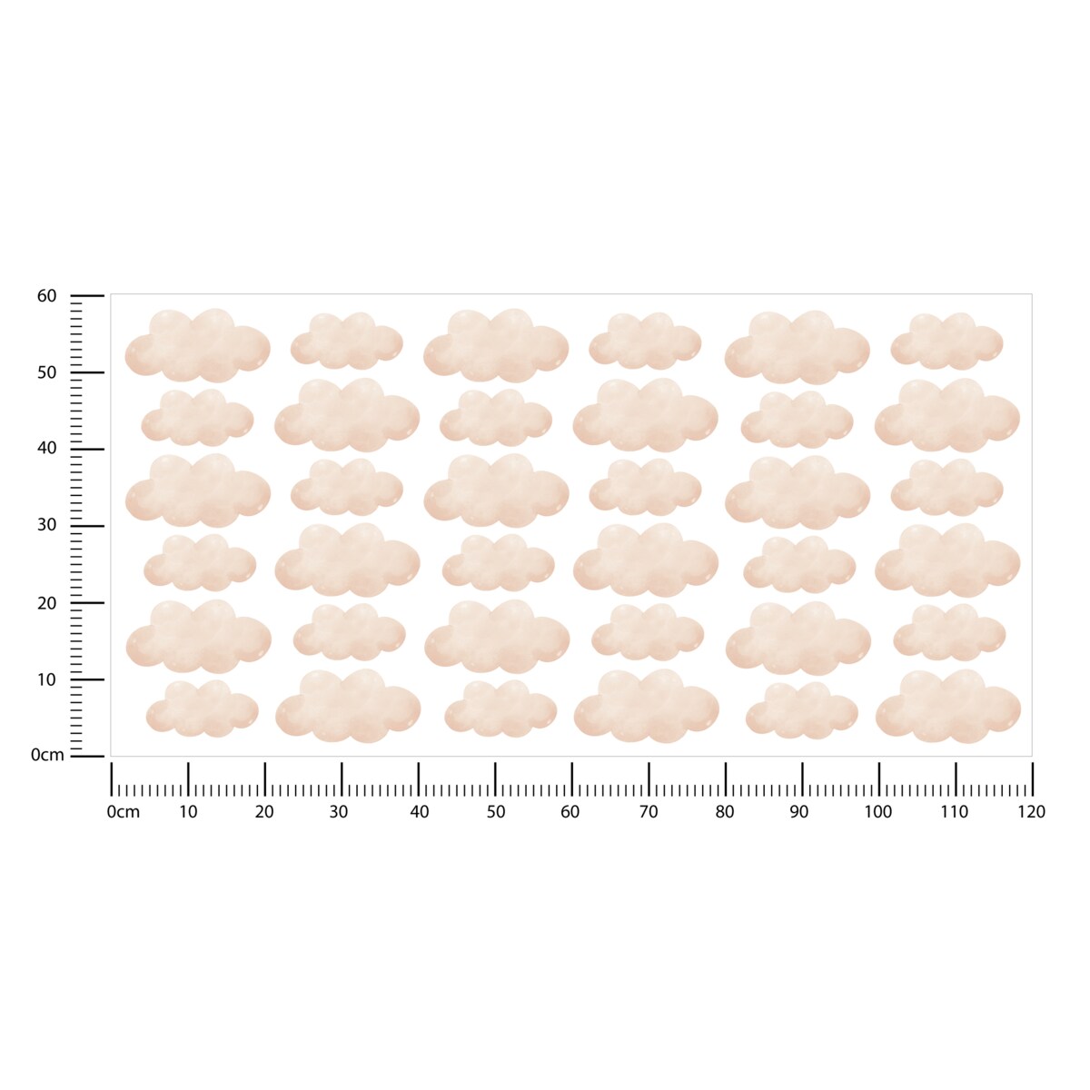 Naklejki Na Ścianę Dla Dzieci Beżowe Chmurki Chmury Styl Boho Zestaw 120x60cm