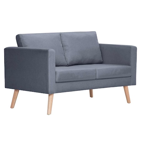 vidaXL Sofa 2-osobowa, materiałowa, ciemnoszara
