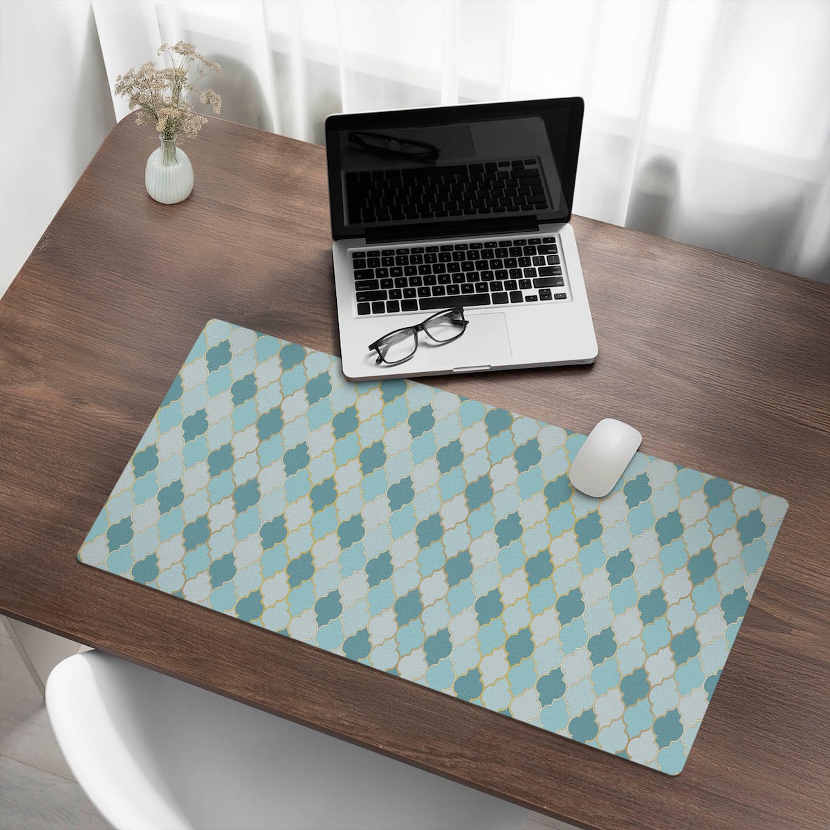 Turkusowa mata na biurko Marokańska mozaika, 90x45 cm