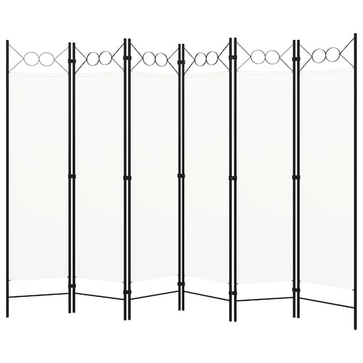 vidaXL Parawan 6-panelowy, biały, 240 x 180 cm