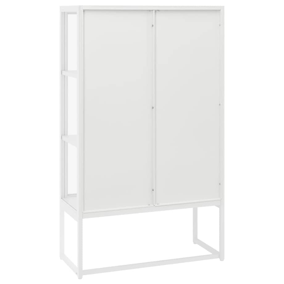 vidaXL Szafka, biała, 80x35x135 cm, stal i hartowane szkło