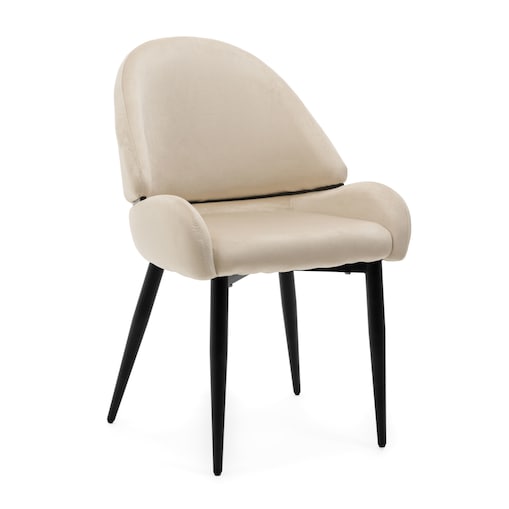 Krzesło tapicerowane welurowe do salonu BERGAMO beżowe