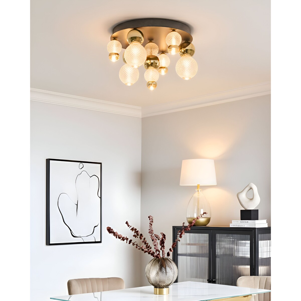 Lampa sufitowa LED SORA Szkło Złoty