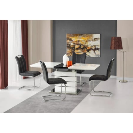 Stół NORD 140(180)x80 biały/czarny rozkładany