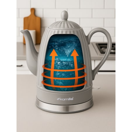 Czajnik elektryczny bezprzewodowy ceramiczny 1.5L szary KAMILLE