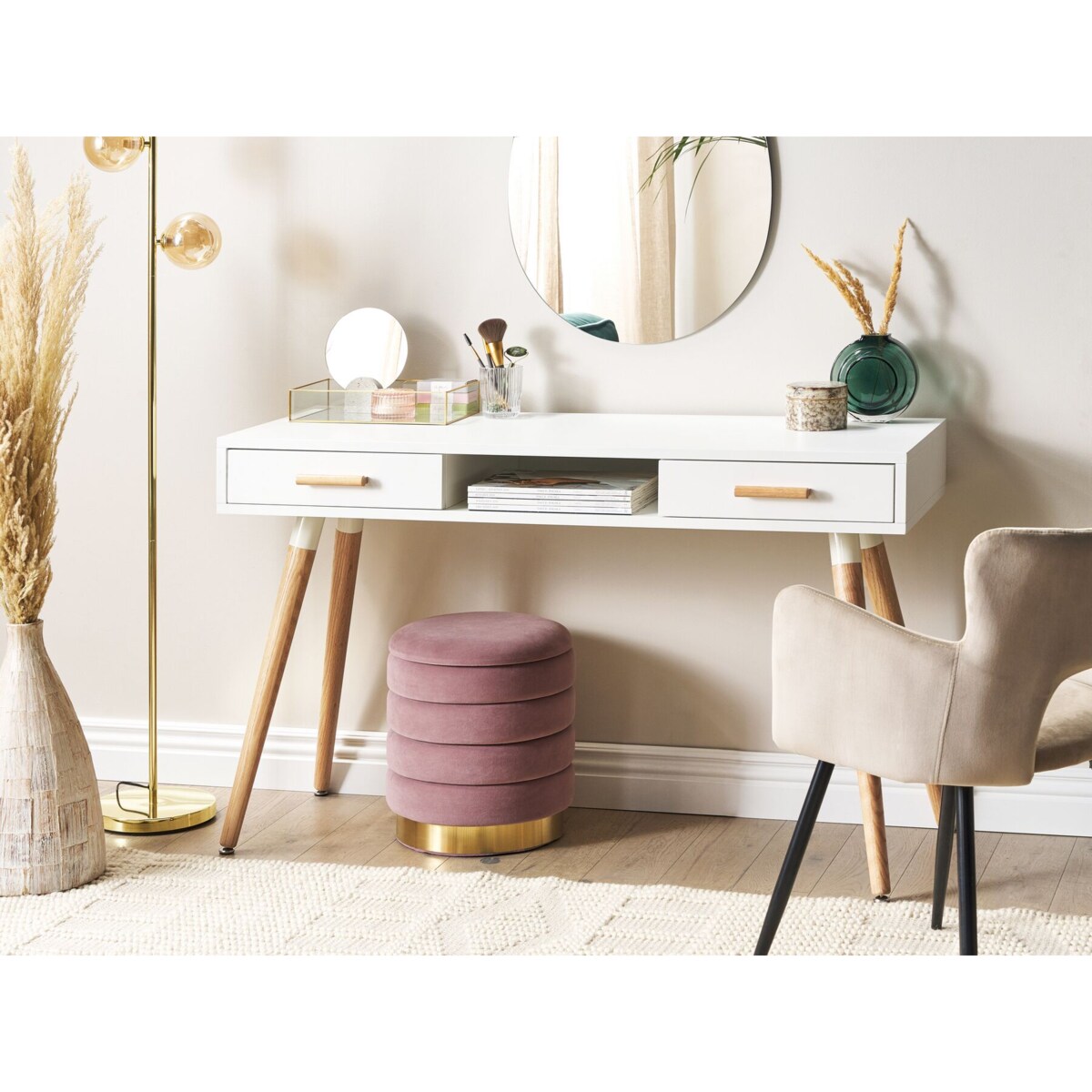 Biurko z szufladami i półką 120 x 45 cm białe FRISCO