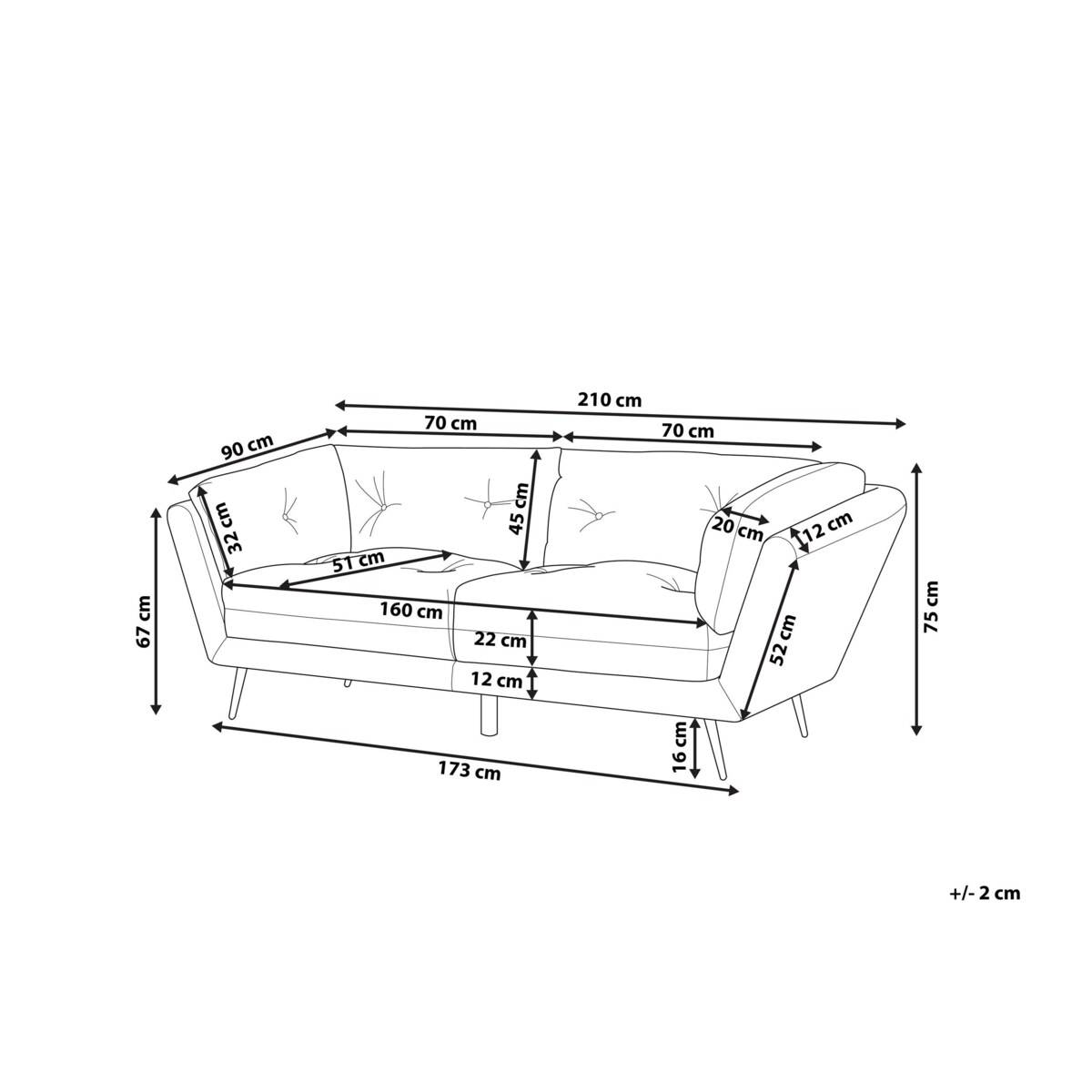 Sofa 3-osobowa welurowa beżowa LENVIK
