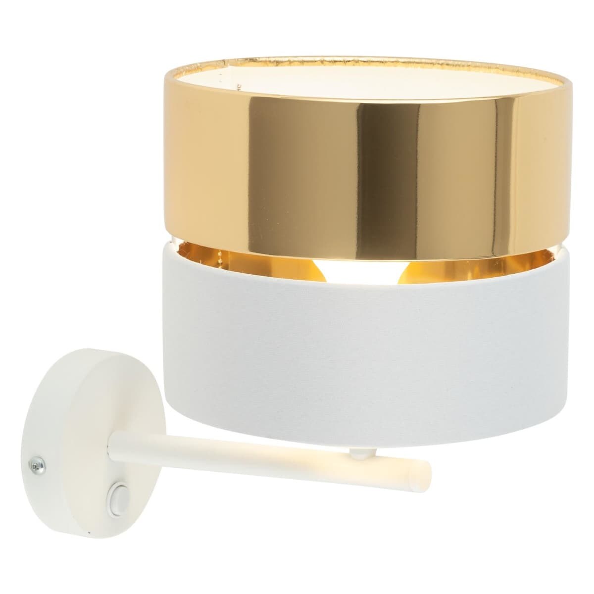 Okrągła kinkiet glamour Hilton 4770 TK Lighting tuba tkaninowy biały złoty