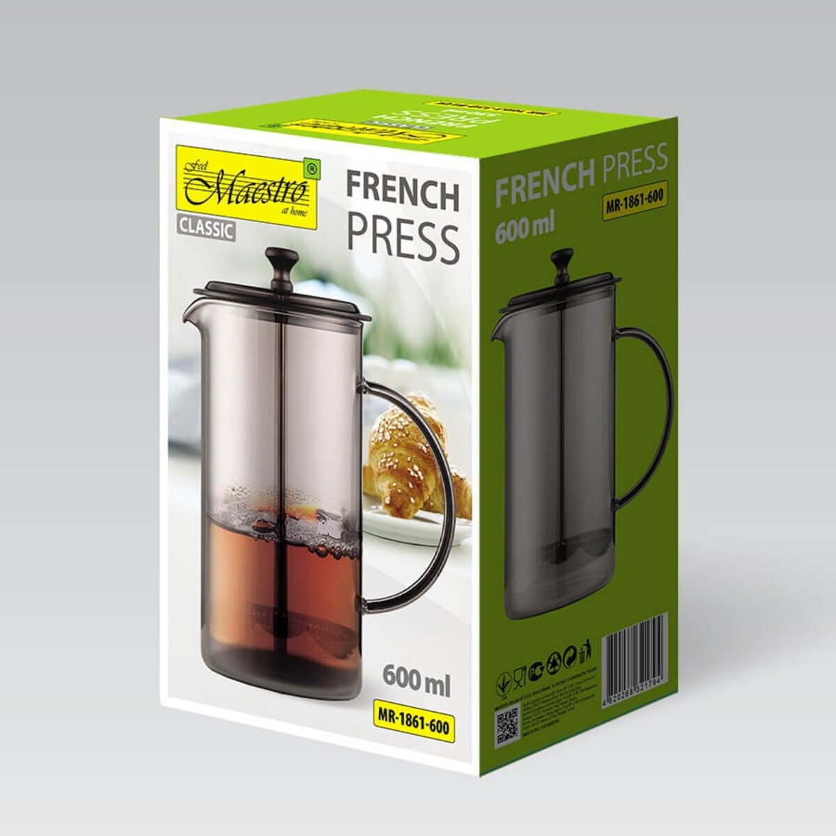 Zaparzacz szklany do kawy herbaty tłokowy french press 600ml MAESTRO