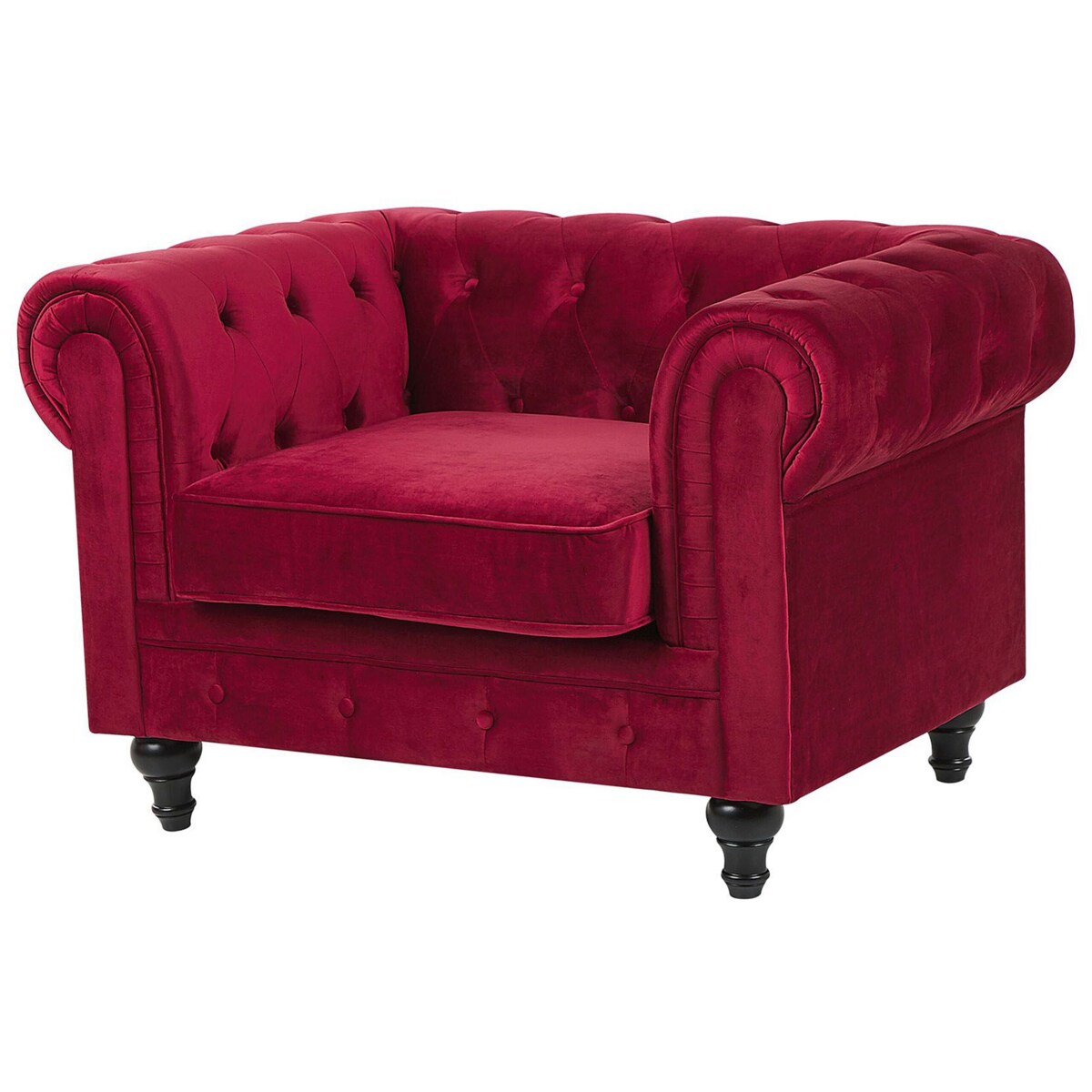 Komplet wypoczynkowy welurowy 4-osobowy czerwony CHESTERFIELD