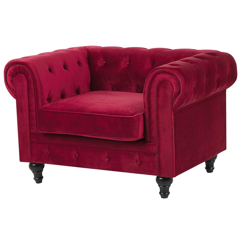 Komplet wypoczynkowy welurowy 4-osobowy czerwony CHESTERFIELD