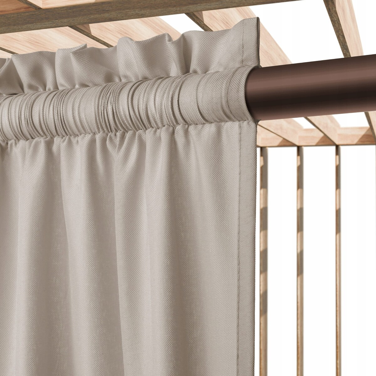 Zasłona Ogrodowa Wodoodporna Tarasowa Taśma Żabki Tunel 140 x 250 + Upięcie