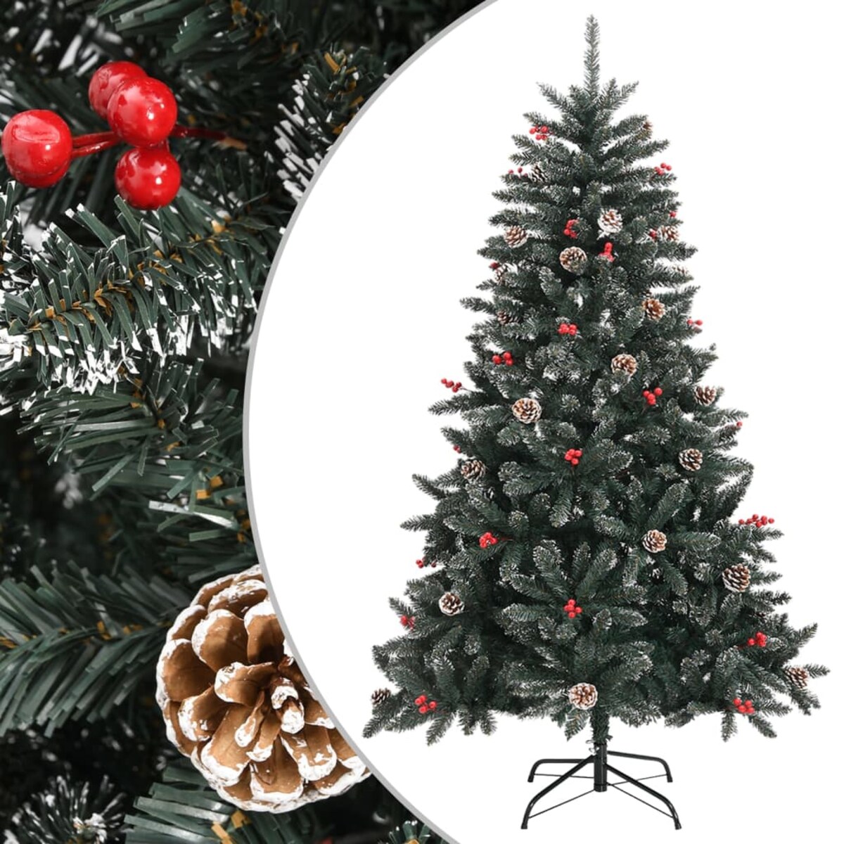 vidaXL Sztuczna choinka ze stojakiem, zielona, 120 cm, PVC
