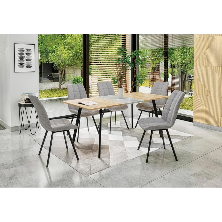 Stół ALBON 120(160)x80 dąb sonoma/szary/czarny