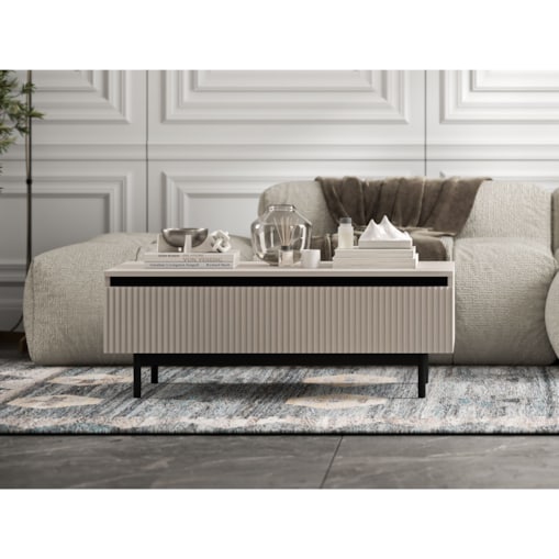 Stolik kawowy Glamour prostokątny elegancka ława Kaszmir Mat Czarny Stelaż 109 cm