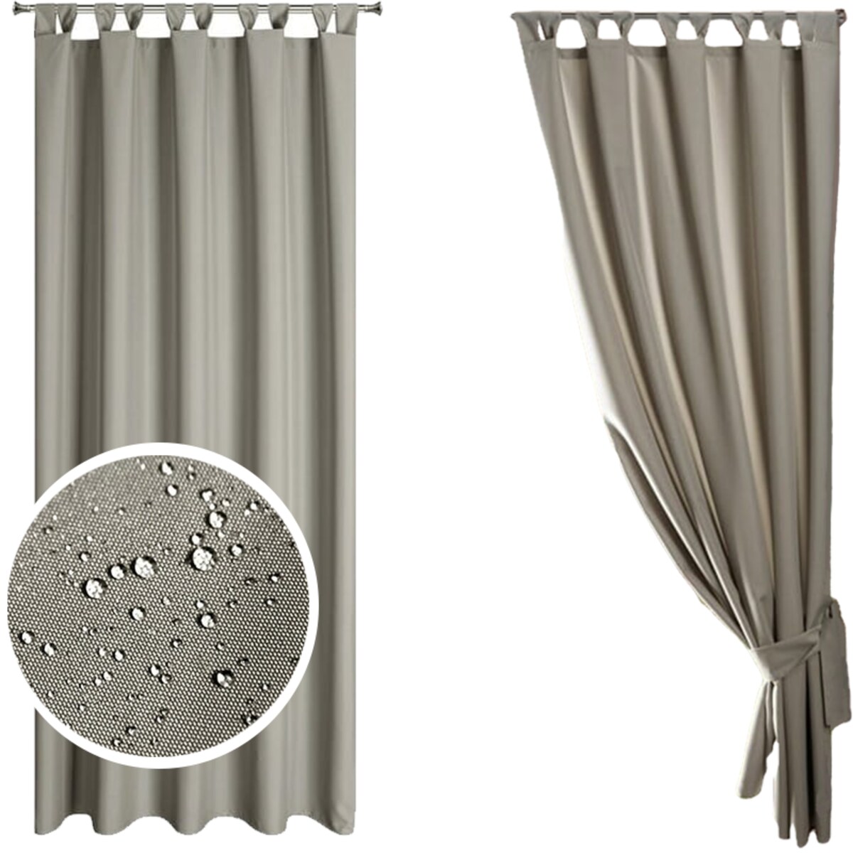 Zasłona Ogrodowa Tarasowa Wodoodporna 155 x 220 Ciemnobeżowa na Szelkach Rzep