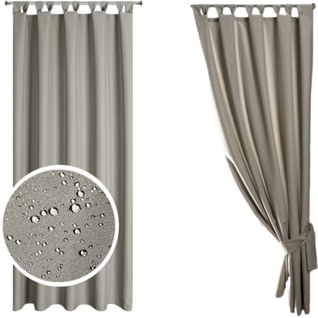 Zasłona Ogrodowa Tarasowa Wodoodporna 155 x 220 Ciemnobeżowa na Szelkach Rzep