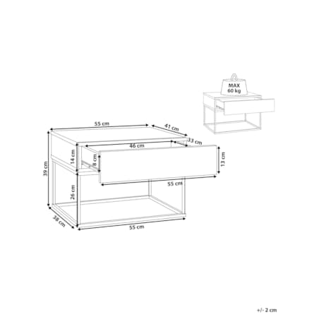 Szafka nocna 1 szuflada Jasnoszary CAIRO