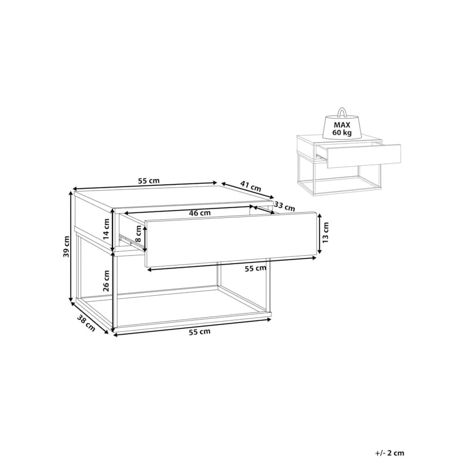 Szafka nocna 1 szuflada Jasnoszary CAIRO
