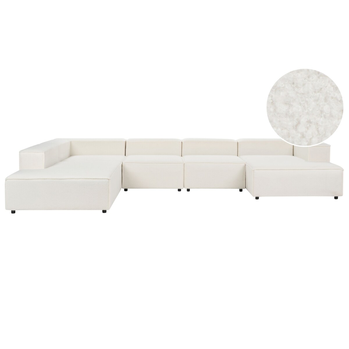 Narożnik modułowy ARDAL Boucle Biały dla 5 osób Prawostronny