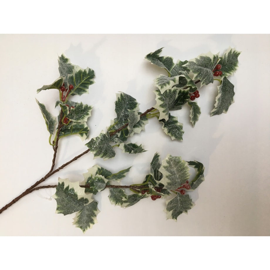 GAŁĄZKA SZTUCZNA jak żywa ośnieżona brokat OSTROKRZEW z owocami DEKORACJA