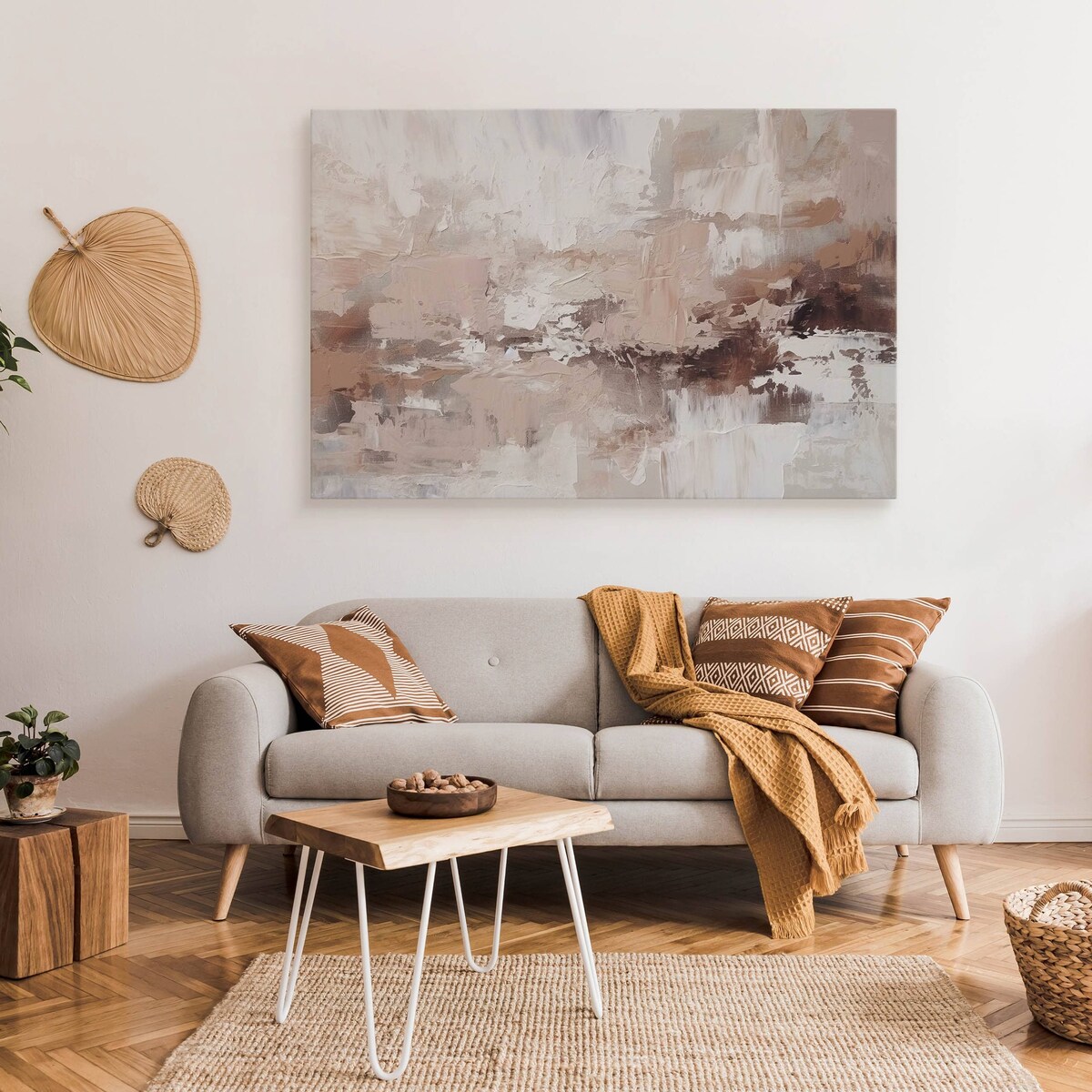 Obraz Canvas Do Salonu Abstrakcyjne Wzory Farba Beżowa Dekoracja 120x80cm