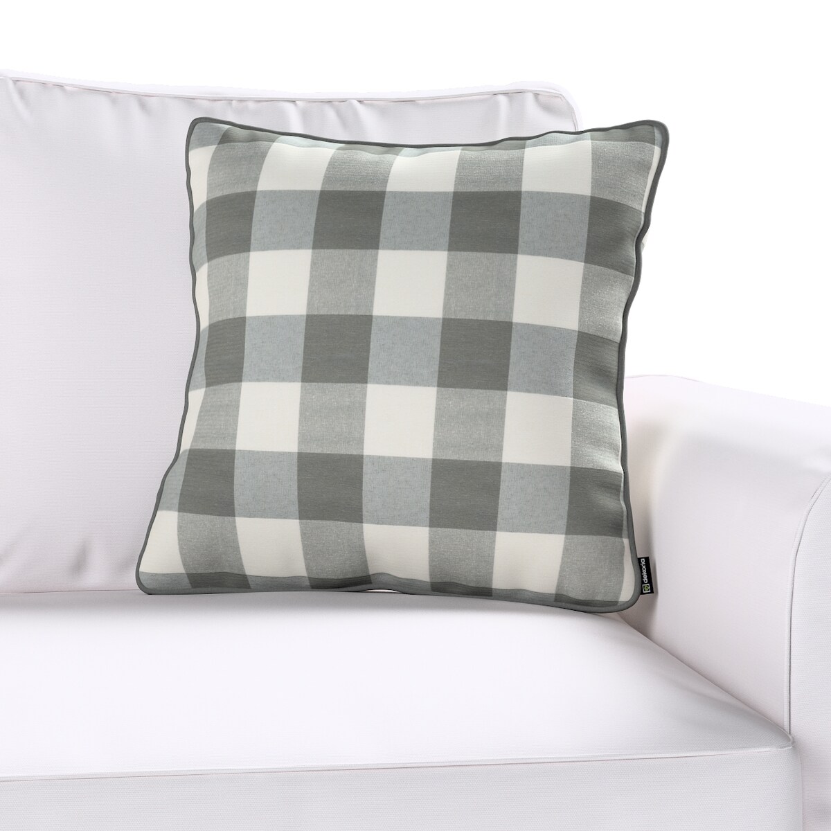 Poszewka Gabi na poduszkę 60x60 szaro-biała krata (5,5x5,5cm)