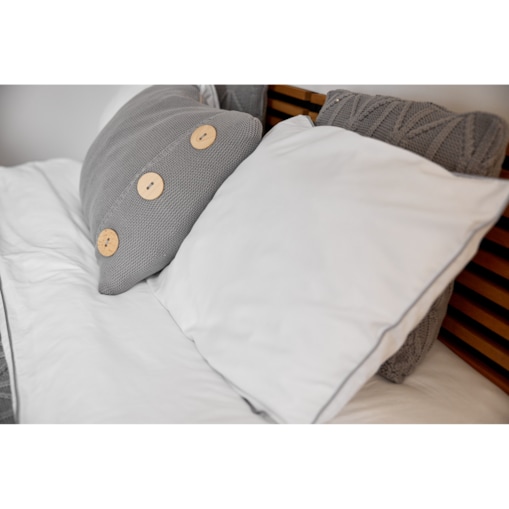 Pościel biała lamówka szara, 140 x 200 cm , La Manta